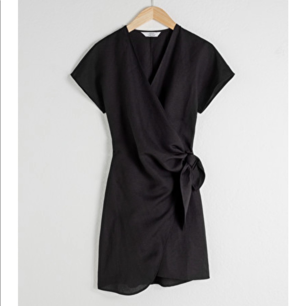 & other Stories Linen Blend Wrap Mini Dress